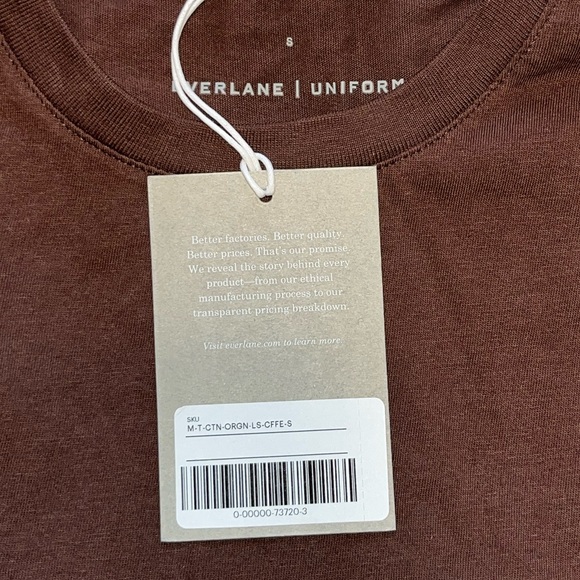 *NWT* Everlane Uniform Men’s The Organic Cotton Long-Sleeve Pocket Tee Coffee S - Picture 11 of 14
